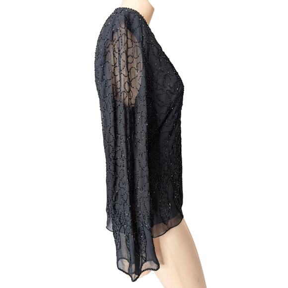 Vintage‎ Chiffon Beaded Top Women Large Whimsigoth Party Cocktail Fairy Grunge - Picture 4 of 7